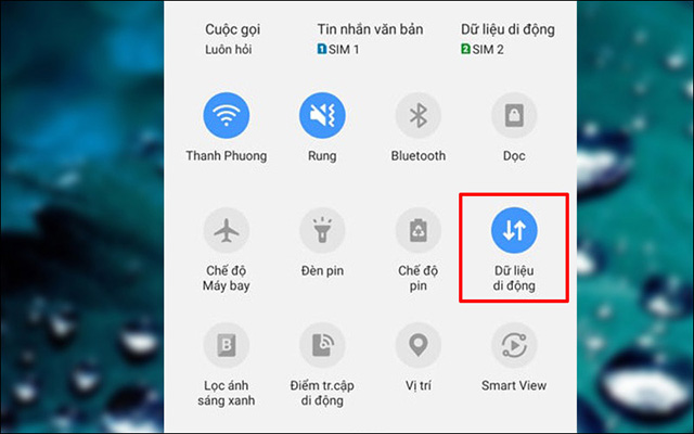 Thử tắt đi và bật lại dữ liệu di động