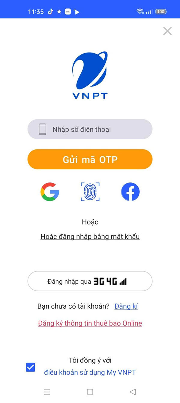 đăng nhập tài khoản my vnpt